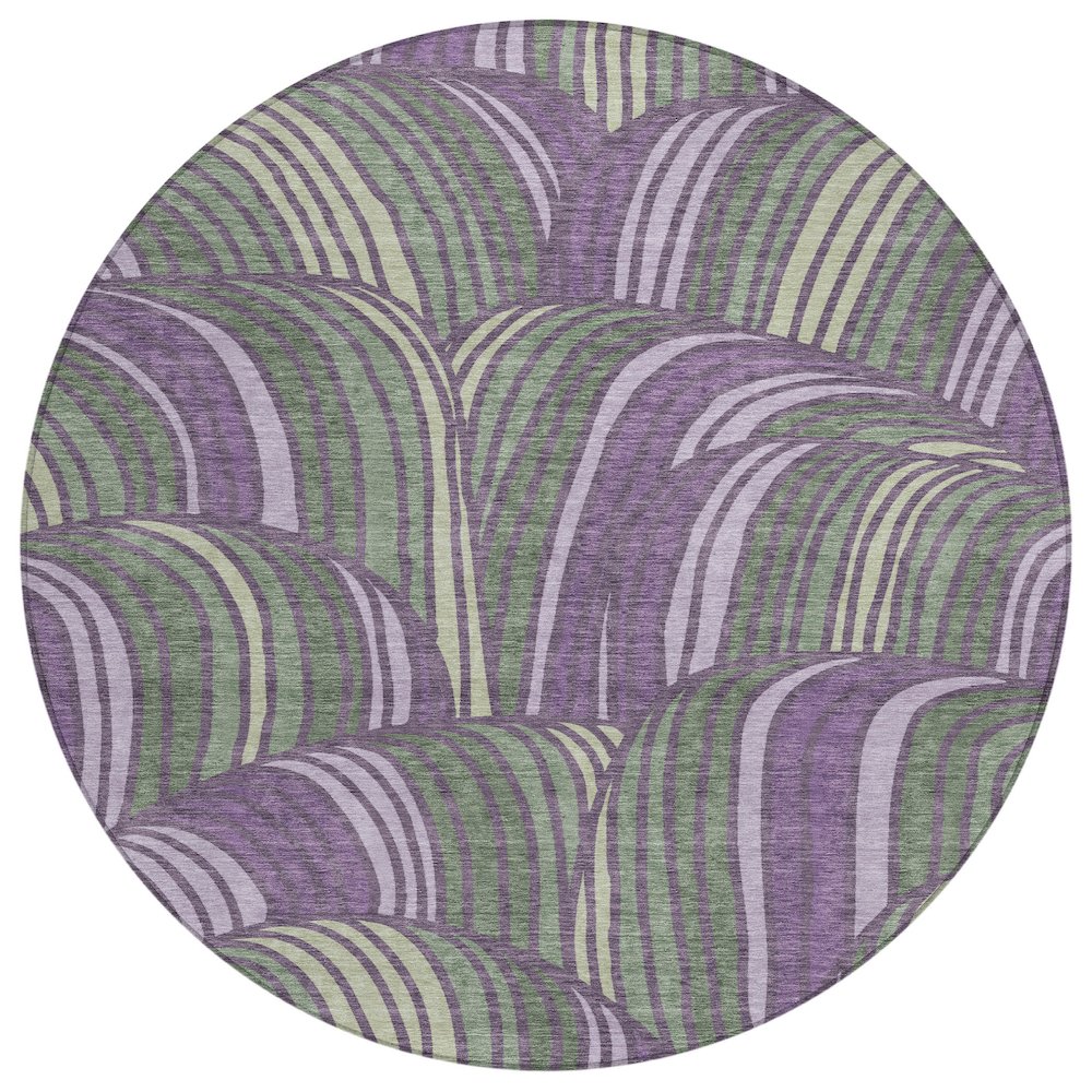 Machine Washable Indoor/Outdoor Chantille ACN2546 Purple 8' x 8' Round Rug. Picture 1
