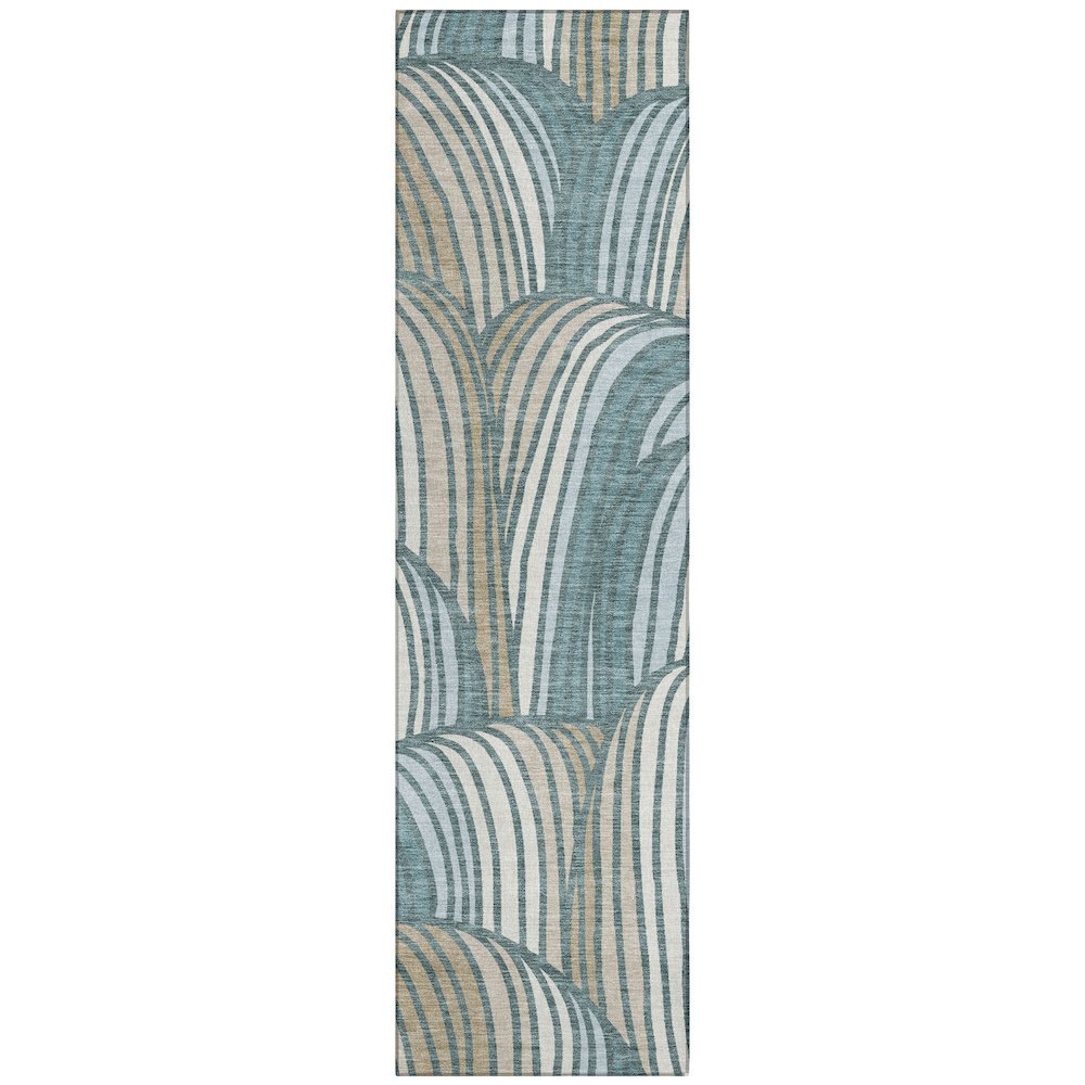 Machine Washable Indoor/Outdoor Chantille ACN2546 Teal 2'3" x 7'6" Runner Rug. Picture 1