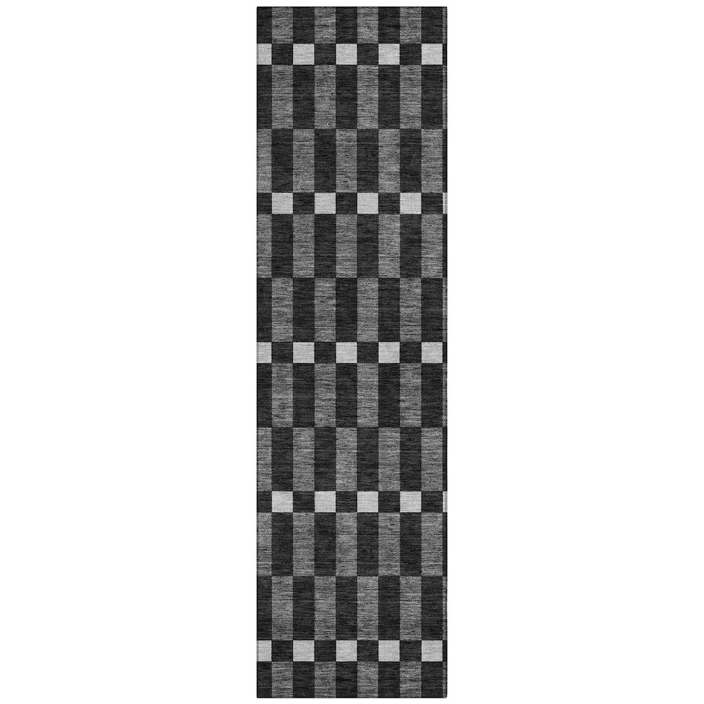 Machine Washable Indoor/Outdoor Chantille ACN2547 Black 2'3" x 7'6" Runner Rug. Picture 1