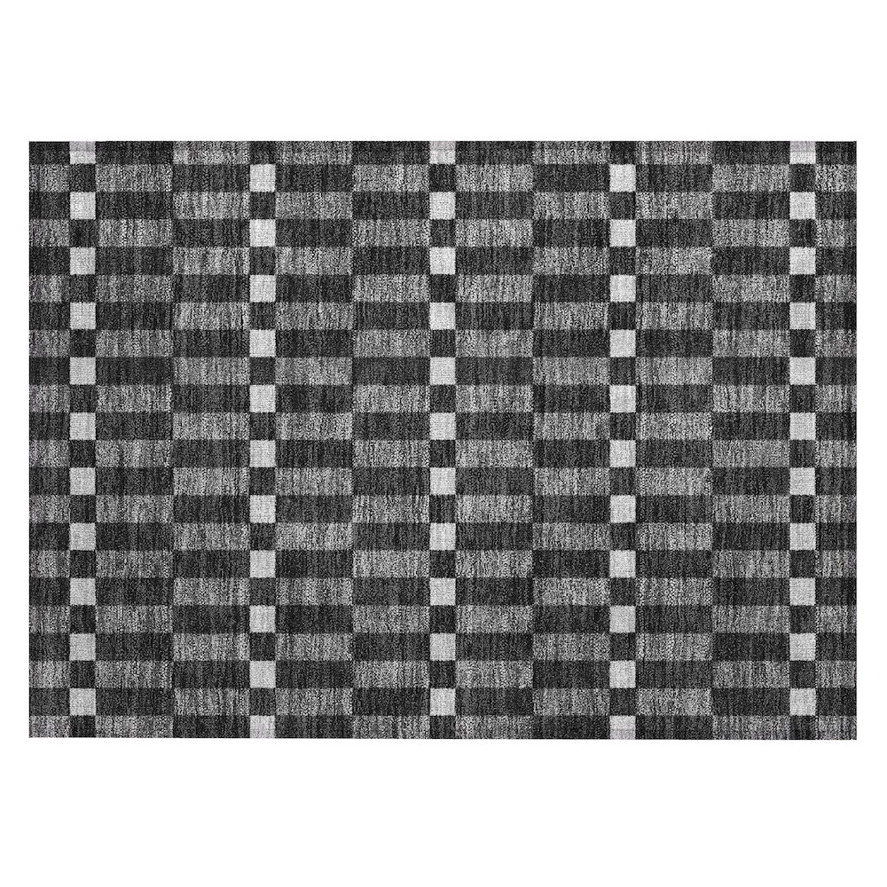 Machine Washable Indoor/Outdoor Chantille ACN2547 Black 1'8" x 2'6" Rug. Picture 1