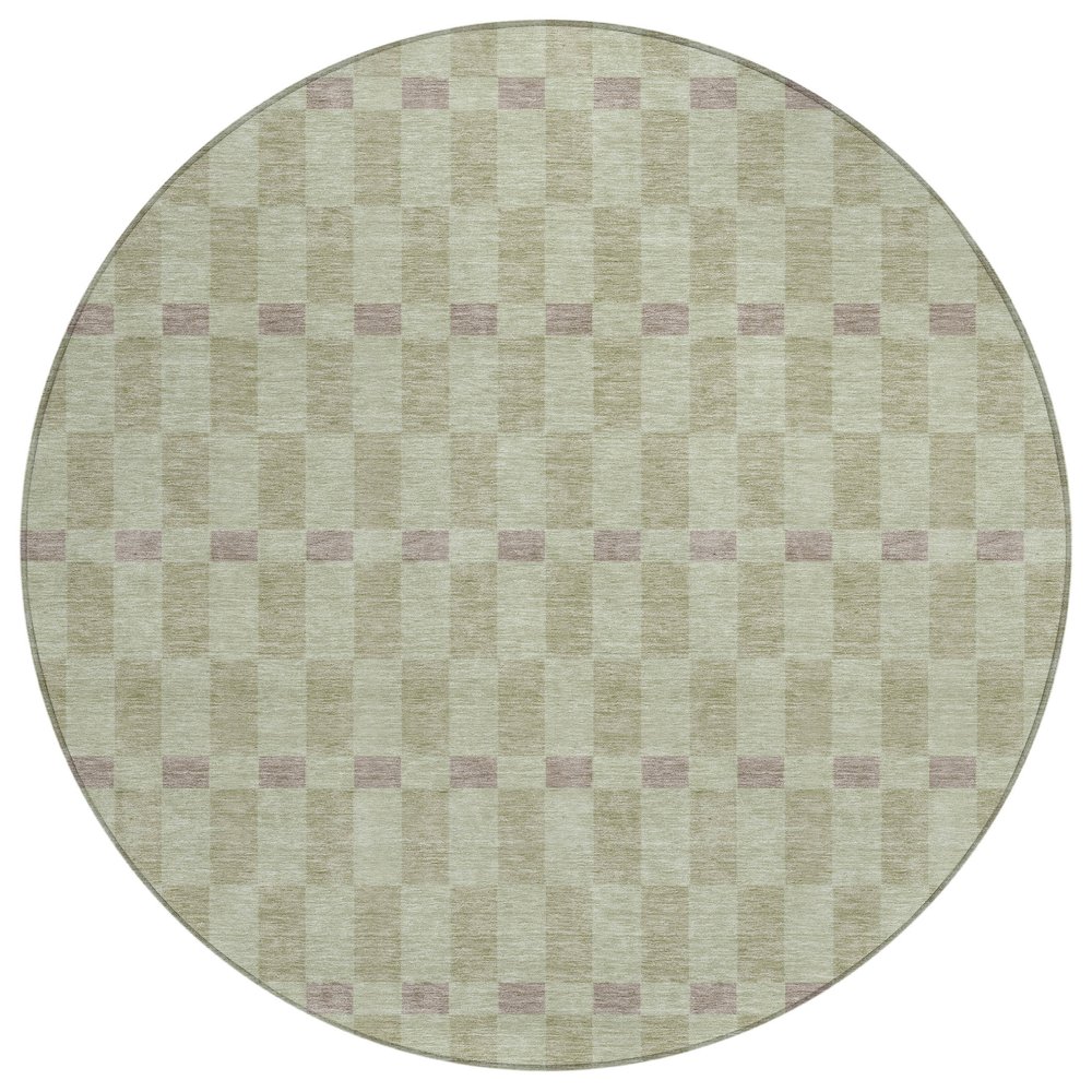 Machine Washable Indoor/Outdoor Chantille ACN2547 Green 8' x 8' Round Rug. Picture 1