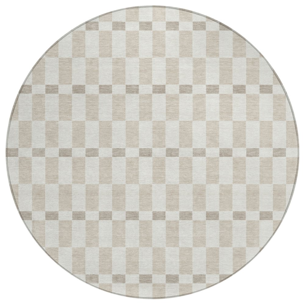 Machine Washable Indoor/Outdoor Chantille ACN2547 Ivory 8' x 8' Round Rug. Picture 1