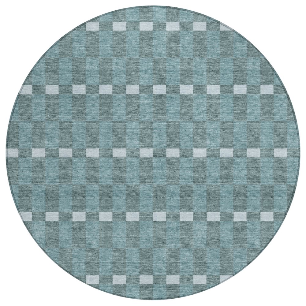 Machine Washable Indoor/Outdoor Chantille ACN2547 Teal 8' x 8' Round Rug. Picture 1