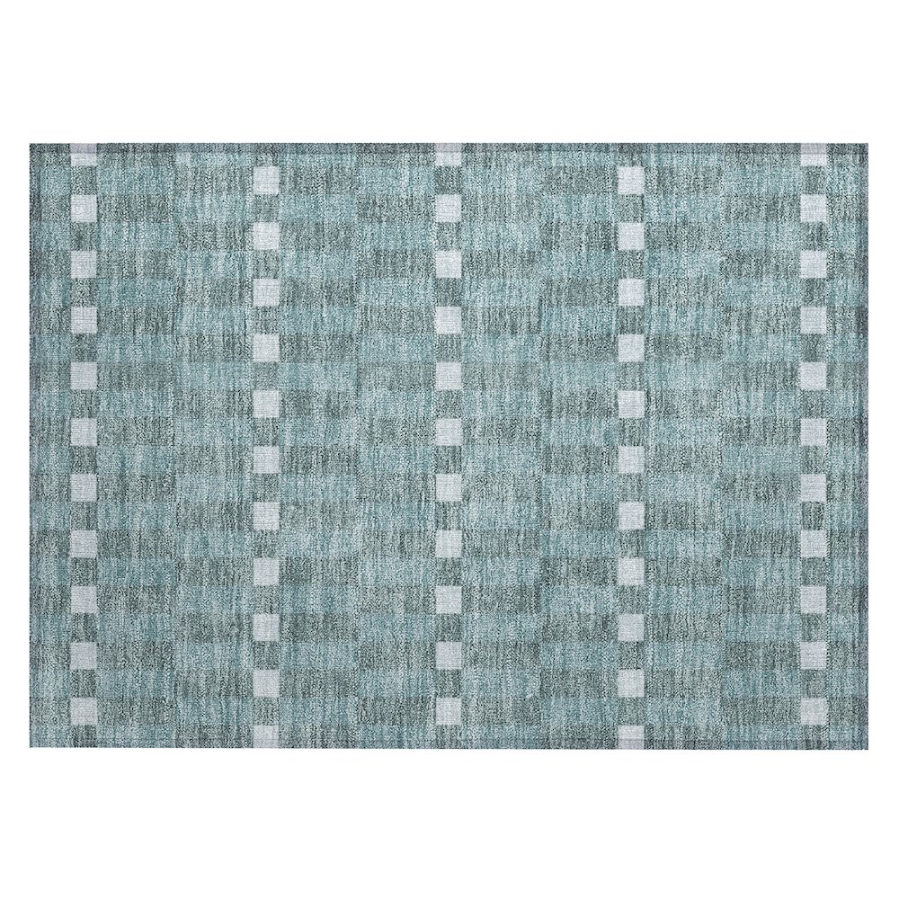 Machine Washable Indoor/Outdoor Chantille ACN2547 Teal 1'8" x 2'6" Rug. Picture 1