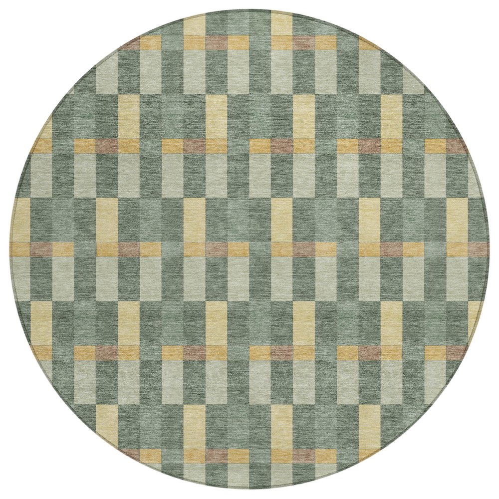 Machine Washable Indoor/Outdoor Chantille ACN2548 Green 8' x 8' Round Rug. Picture 1