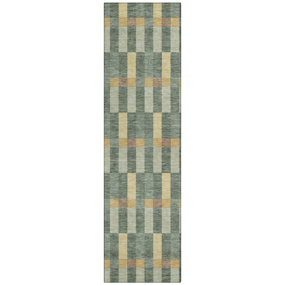 Machine Washable Indoor/Outdoor Chantille ACN2548 Green 2'3" x 7'6" Runner Rug. Picture 1