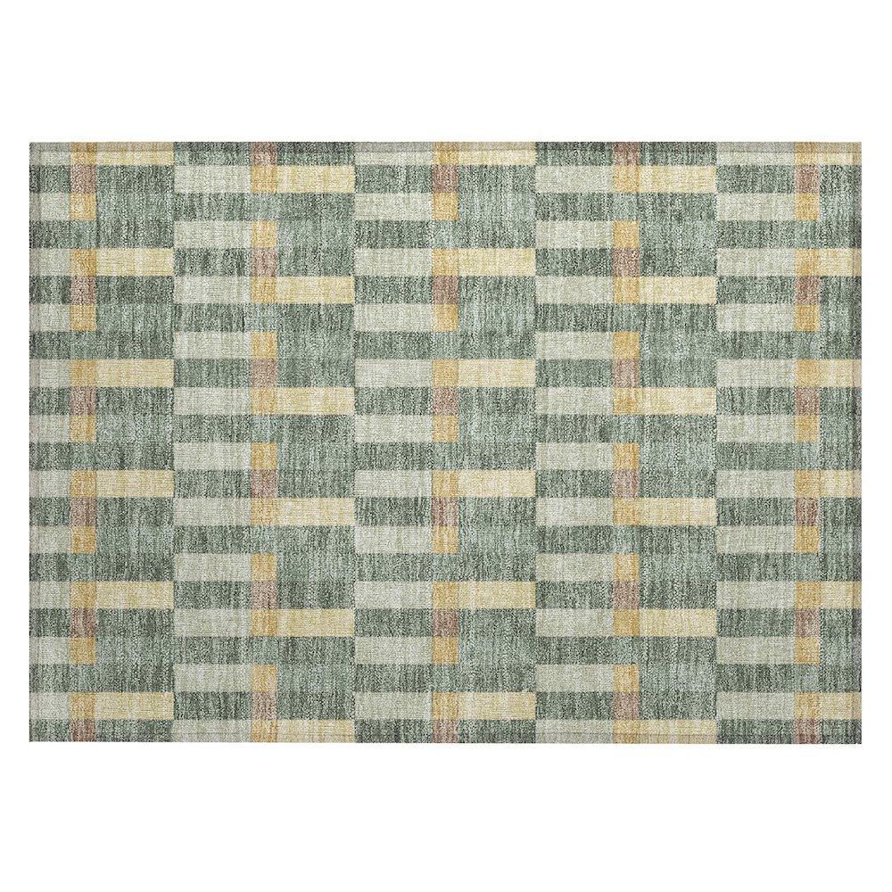 Machine Washable Indoor/Outdoor Chantille ACN2548 Green 1'8" x 2'6" Rug. Picture 1