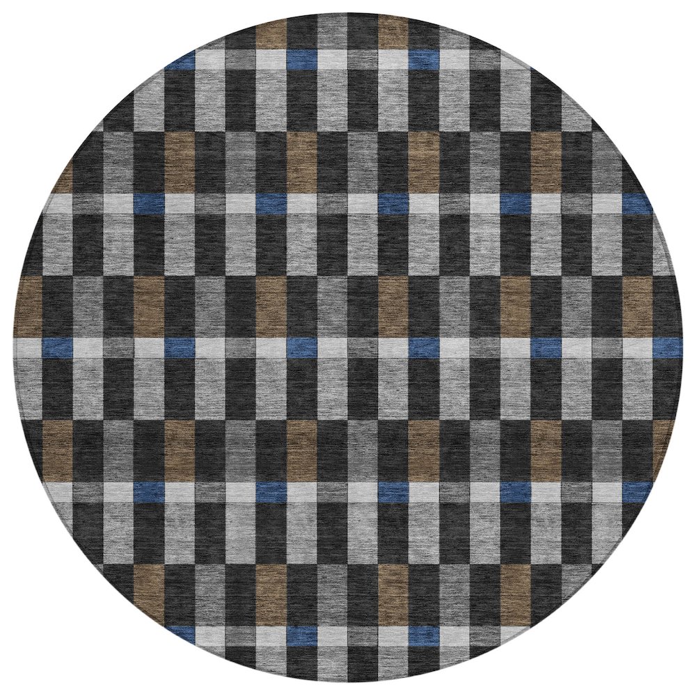 Machine Washable Indoor/Outdoor Chantille ACN2548 Black 8' x 8' Round Rug. Picture 1