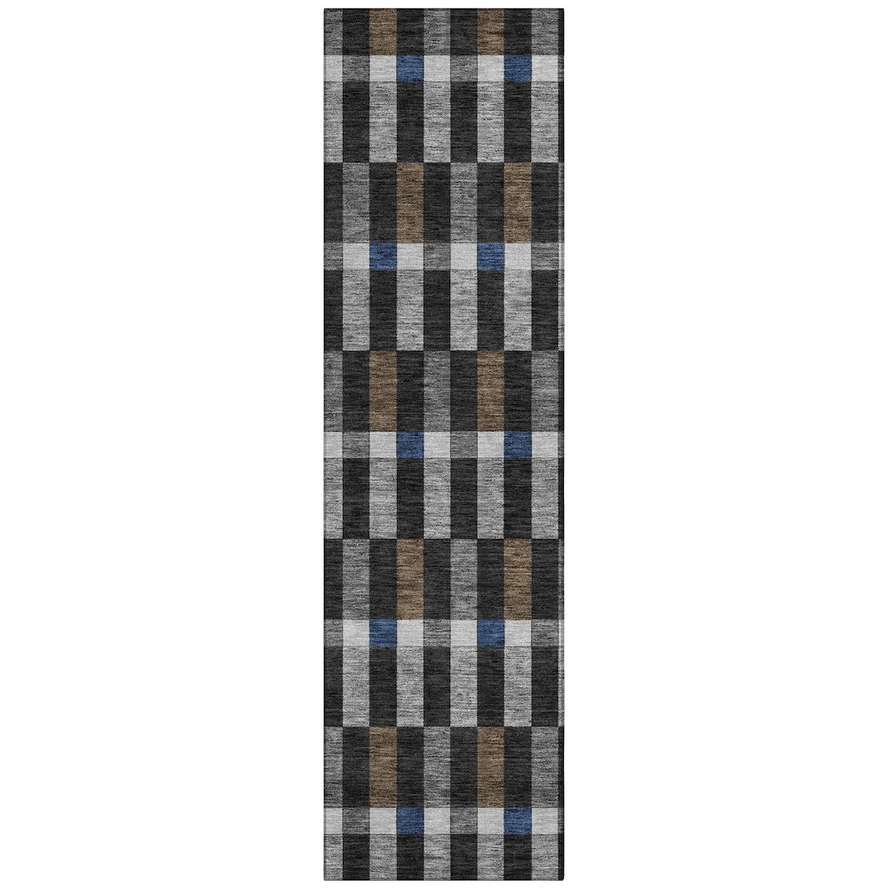 Machine Washable Indoor/Outdoor Chantille ACN2548 Black 2'3" x 7'6" Runner Rug. Picture 1