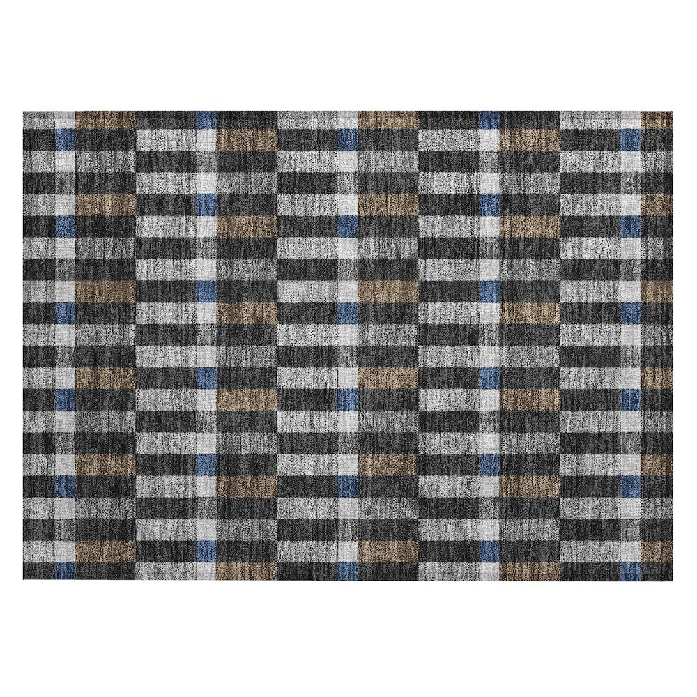 Machine Washable Indoor/Outdoor Chantille ACN2548 Black 1'8" x 2'6" Rug. Picture 1