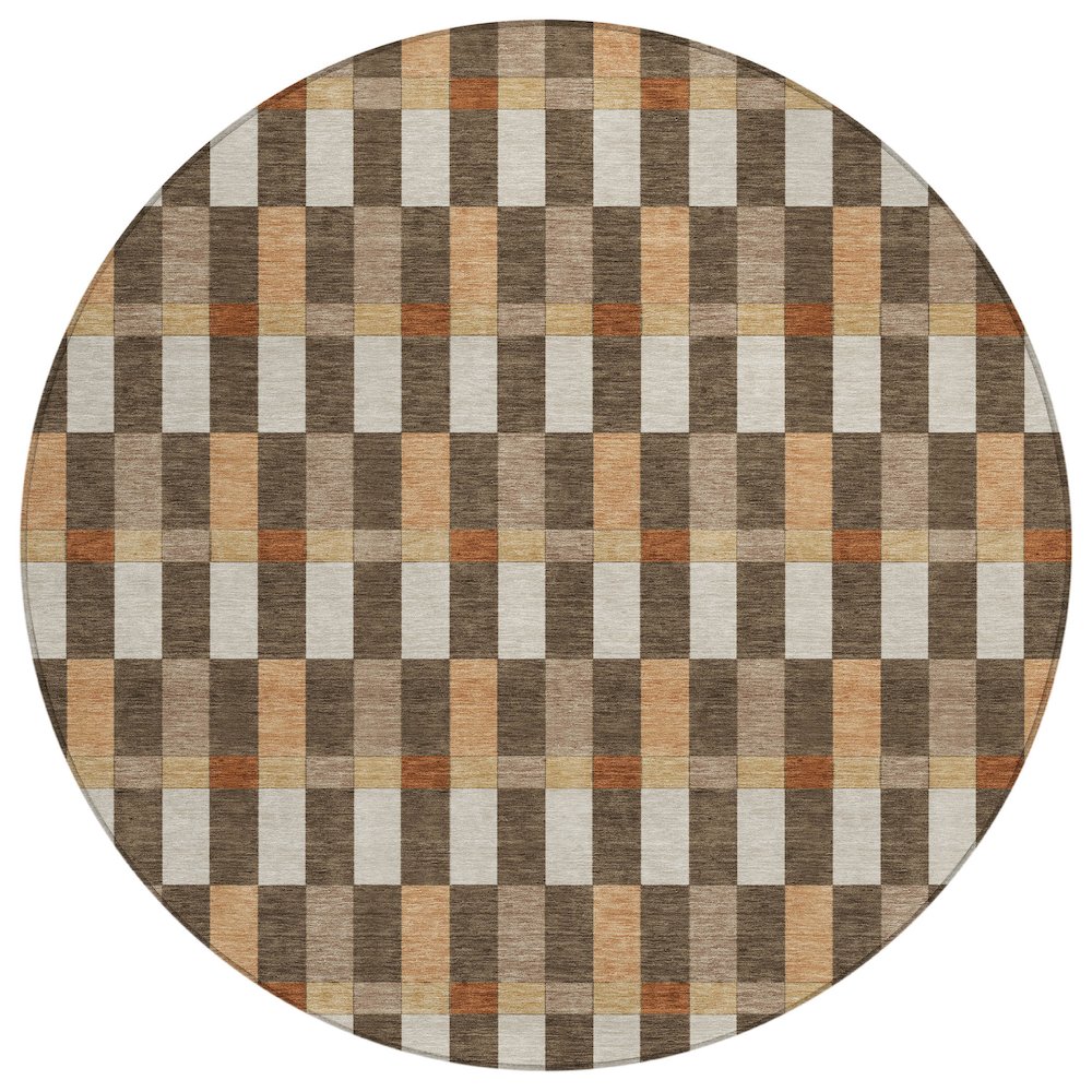 Machine Washable Indoor/Outdoor Chantille ACN2548 Brown 8' x 8' Round Rug. Picture 1