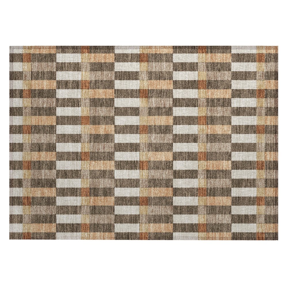 Machine Washable Indoor/Outdoor Chantille ACN2548 Brown 1'8" x 2'6" Rug. Picture 1