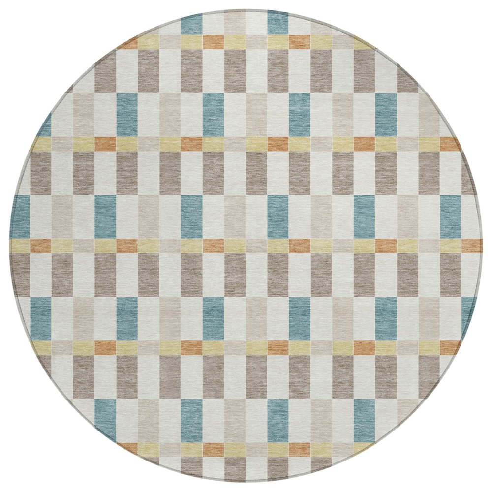 Machine Washable Indoor/Outdoor Chantille ACN2548 Ivory 8' x 8' Round Rug. Picture 1