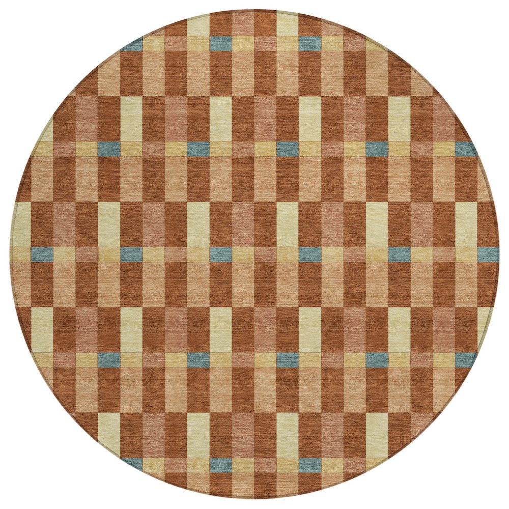 Machine Washable Indoor/Outdoor Chantille ACN2548 Orange 8' x 8' Round Rug. Picture 1
