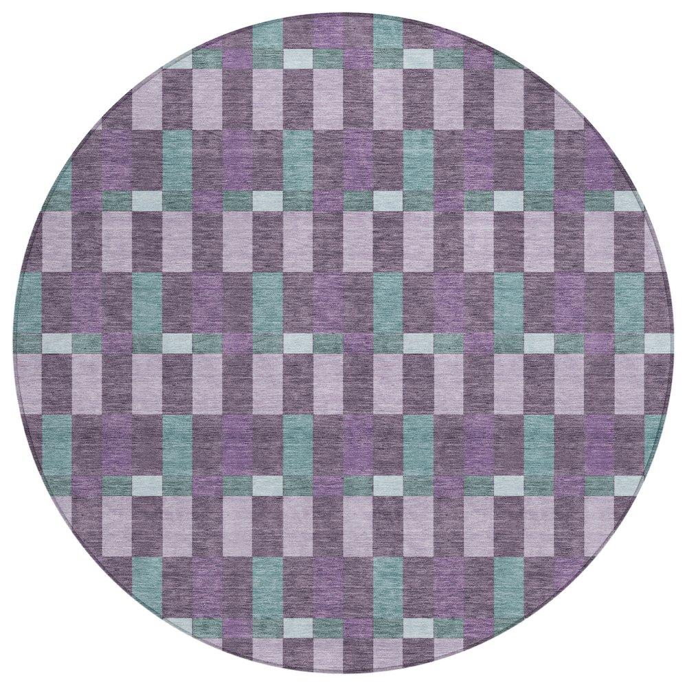 Machine Washable Indoor/Outdoor Chantille ACN2548 Purple 8' x 8' Round Rug. Picture 1