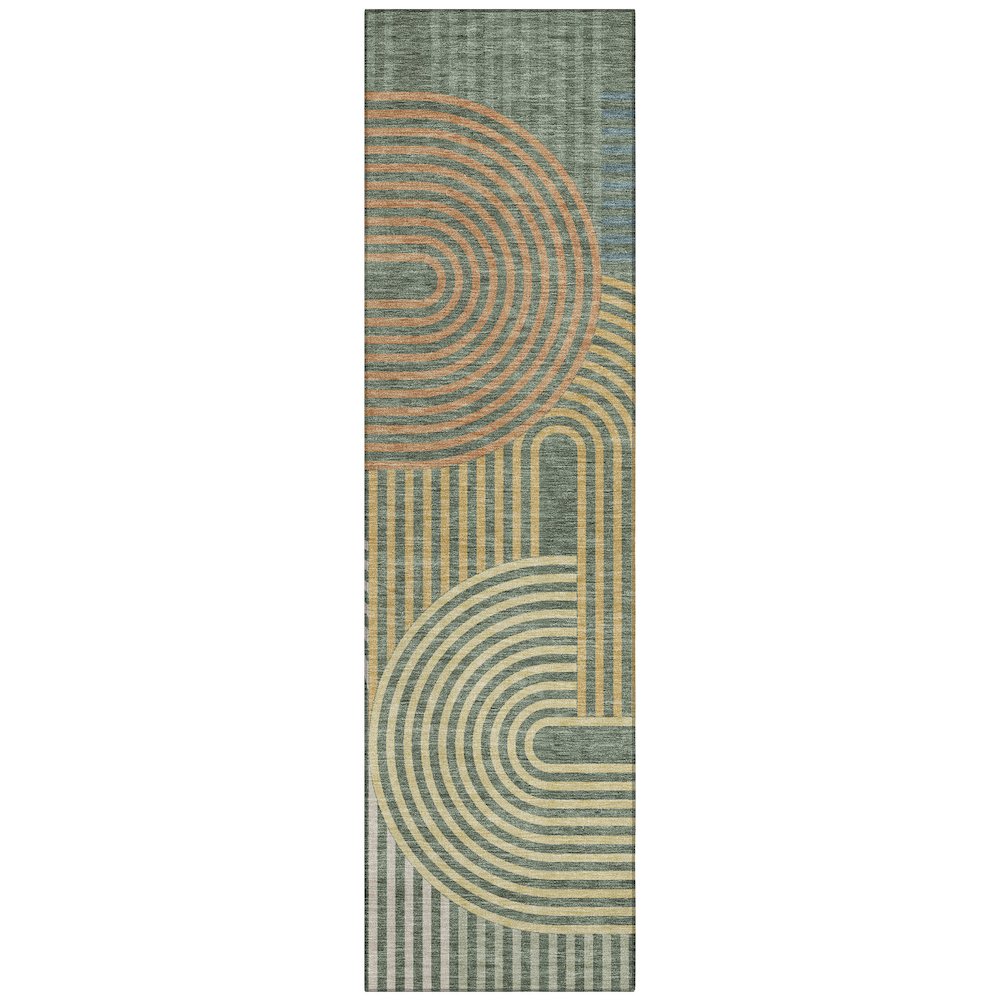 Machine Washable Indoor/Outdoor Chantille ACN2549 Green 2'3" x 7'6" Runner Rug. Picture 1