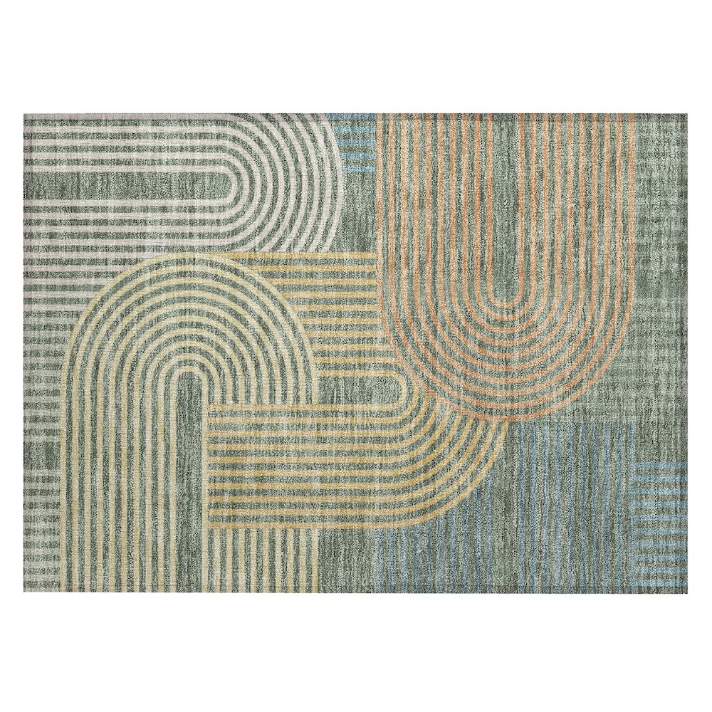 Machine Washable Indoor/Outdoor Chantille ACN2549 Green 1'8" x 2'6" Rug. Picture 1