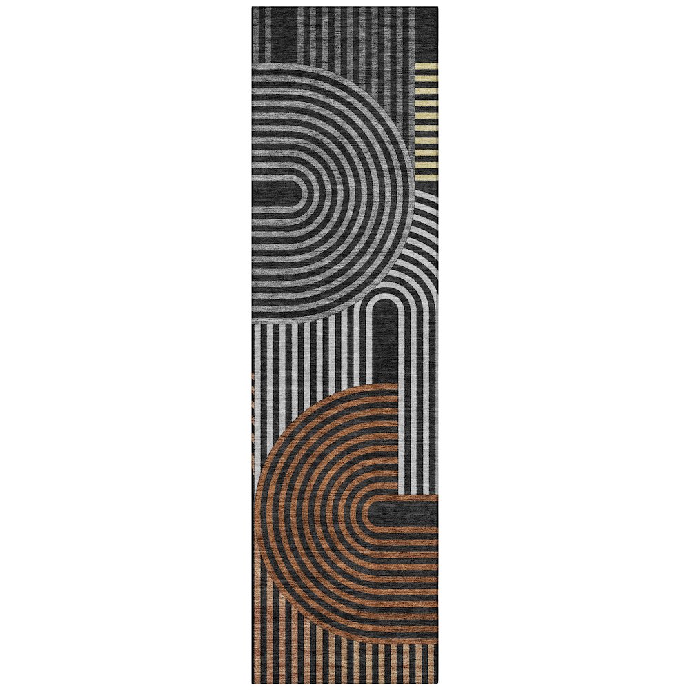 Machine Washable Indoor/Outdoor Chantille ACN2549 Black 2'3" x 7'6" Runner Rug. Picture 1