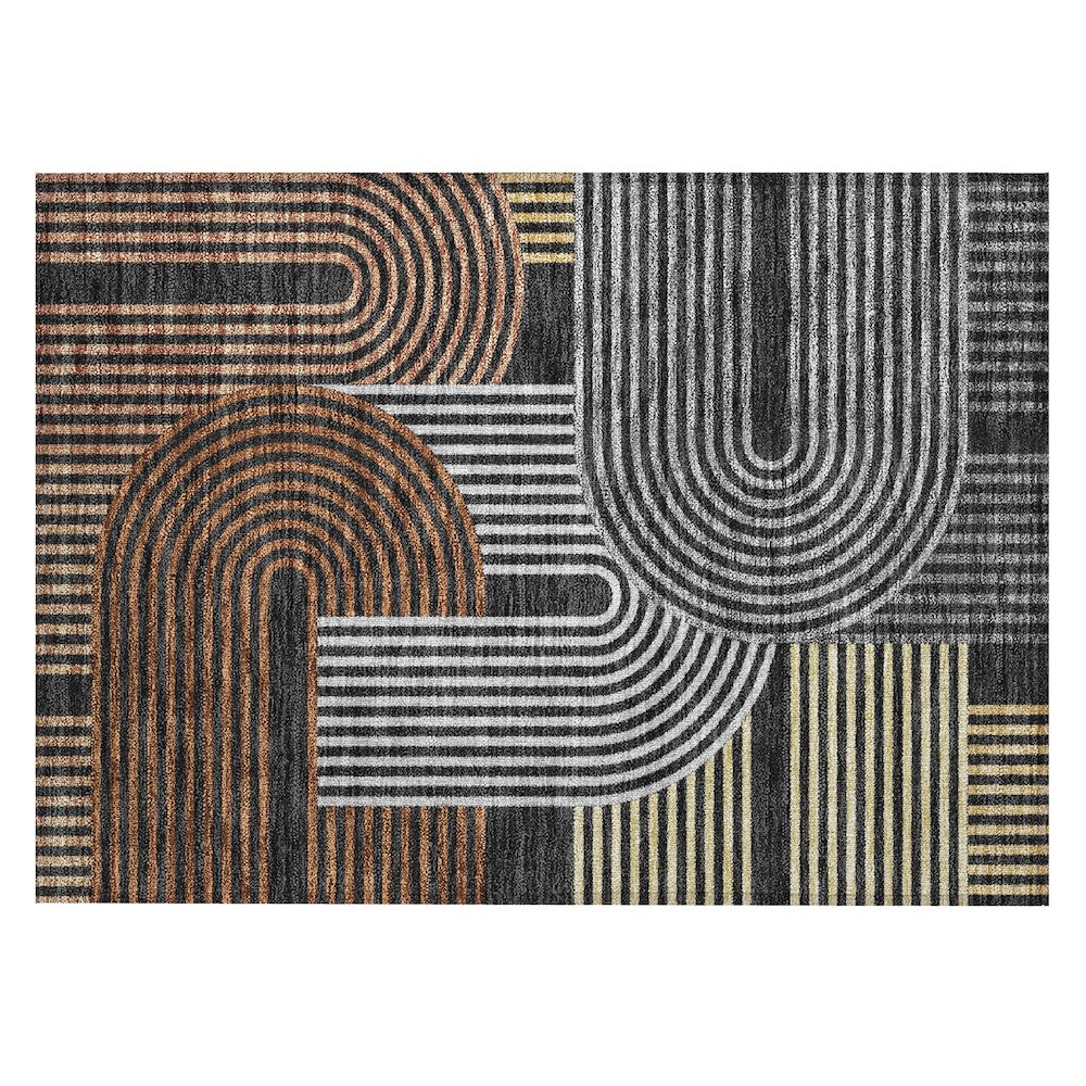 Machine Washable Indoor/Outdoor Chantille ACN2549 Black 1'8" x 2'6" Rug. Picture 1