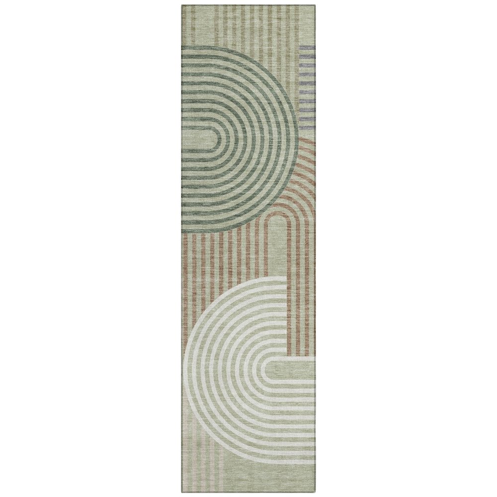 Machine Washable Indoor/Outdoor Chantille ACN2549 Green 2'3" x 7'6" Runner Rug. Picture 1