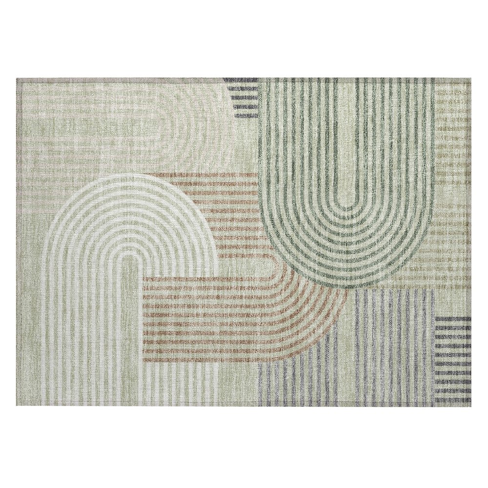 Machine Washable Indoor/Outdoor Chantille ACN2549 Green 1'8" x 2'6" Rug. Picture 1