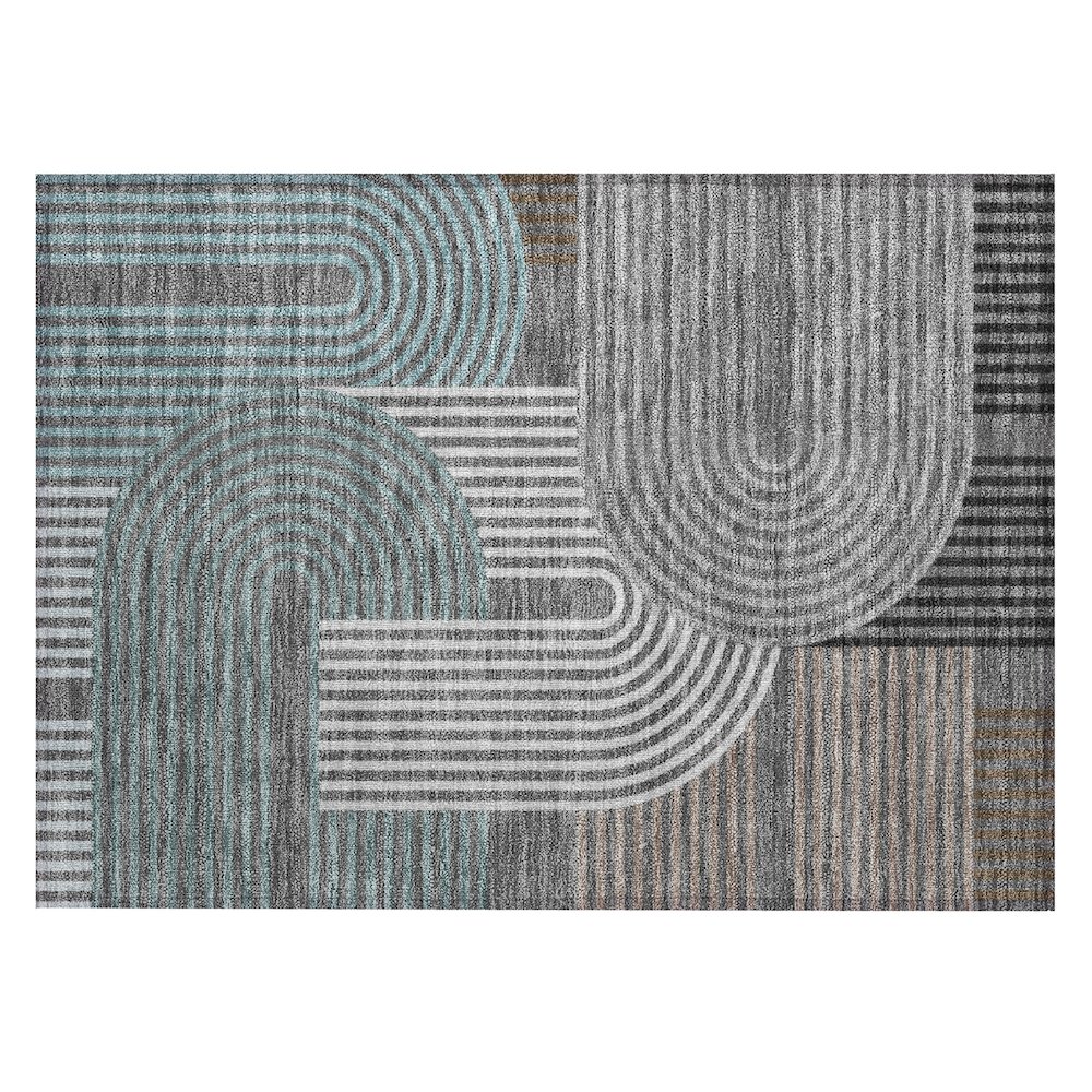Machine Washable Indoor/Outdoor Chantille ACN2549 Gray 1'8" x 2'6" Rug. Picture 1