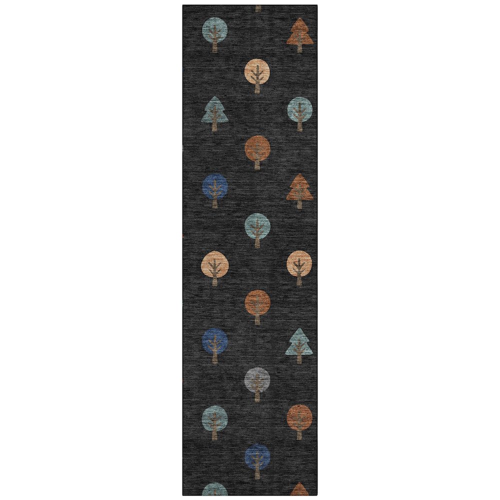 Machine Washable Indoor/Outdoor Chantille ACN2550 Black 2'3" x 7'6" Runner Rug. Picture 1