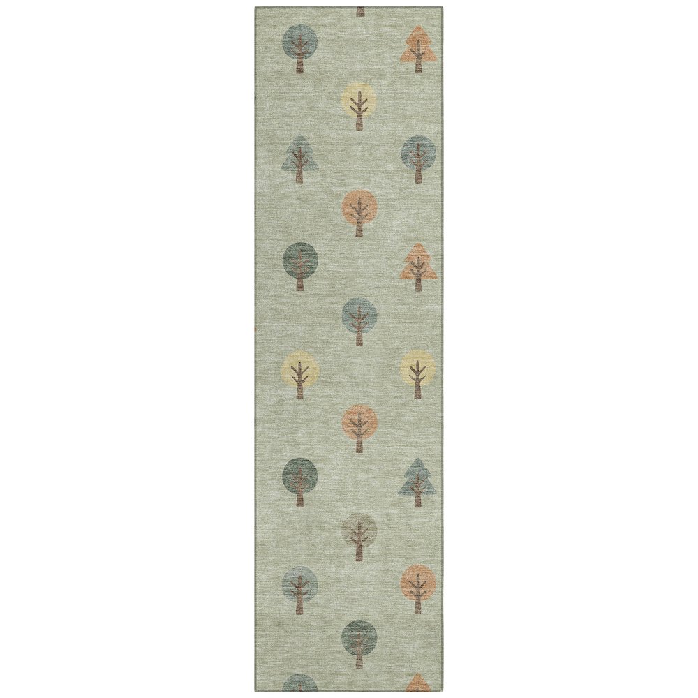 Machine Washable Indoor/Outdoor Chantille ACN2550 Green 2'3" x 7'6" Runner Rug. Picture 1
