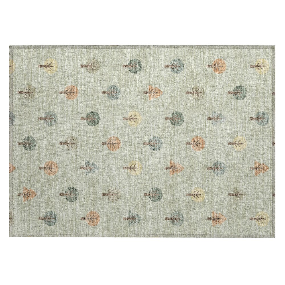 Machine Washable Indoor/Outdoor Chantille ACN2550 Green 1'8" x 2'6" Rug. Picture 1