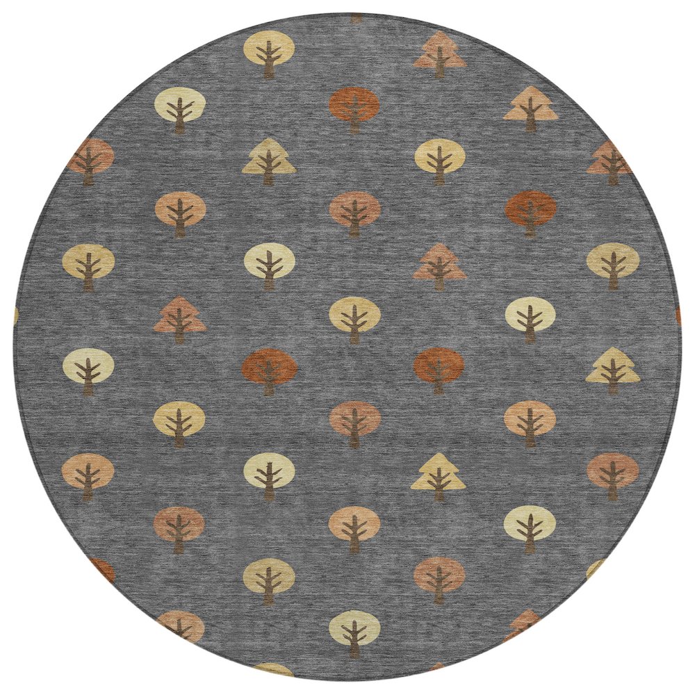 Machine Washable Indoor/Outdoor Chantille ACN2550 Gray 8' x 8' Round Rug. Picture 1