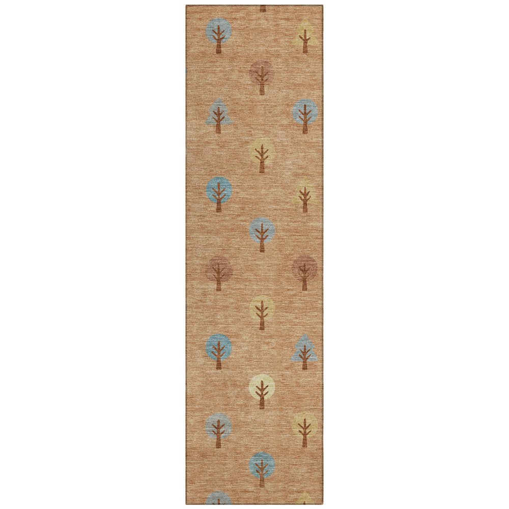 Machine Washable Indoor/Outdoor Chantille ACN2550 Orange 2'3" x 7'6" Runner Rug. Picture 1