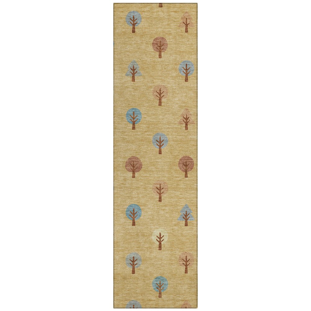Machine Washable Indoor/Outdoor Chantille ACN2550 Gold 2'3" x 7'6" Runner Rug. Picture 1