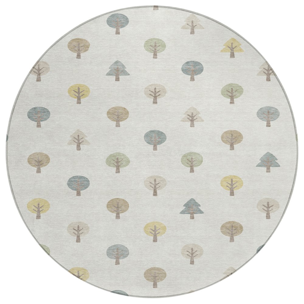 Machine Washable Indoor/Outdoor Chantille ACN2550 Ivory 8' x 8' Round Rug. Picture 1