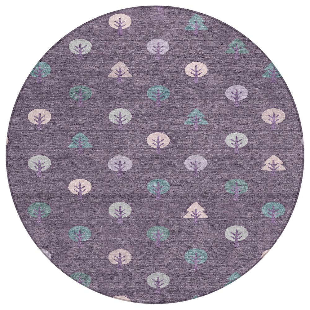 Machine Washable Indoor/Outdoor Chantille ACN2550 Purple 8' x 8' Round Rug. Picture 1