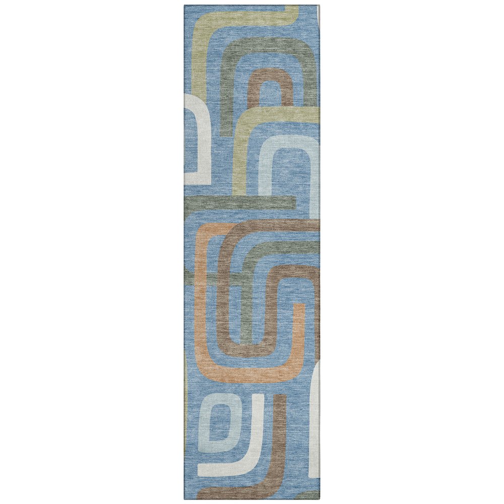 Machine Washable Indoor/Outdoor Chantille ACN2551 Blue 2'3" x 7'6" Runner Rug. Picture 1