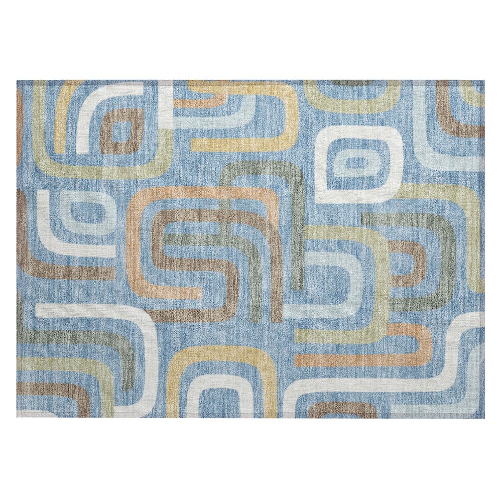 Machine Washable Indoor/Outdoor Chantille ACN2551 Blue 1'8" x 2'6" Rug. Picture 1