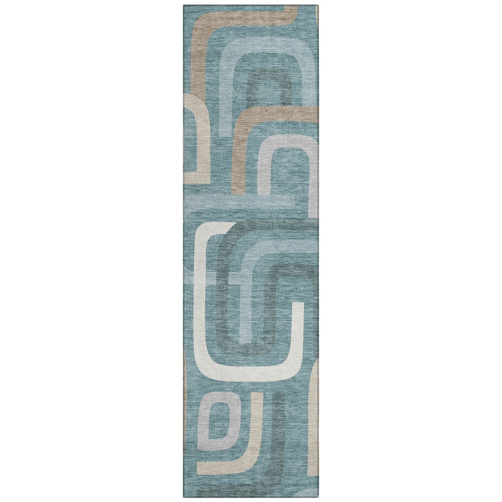 Machine Washable Indoor/Outdoor Chantille ACN2551 Teal 2'3" x 7'6" Runner Rug. Picture 1