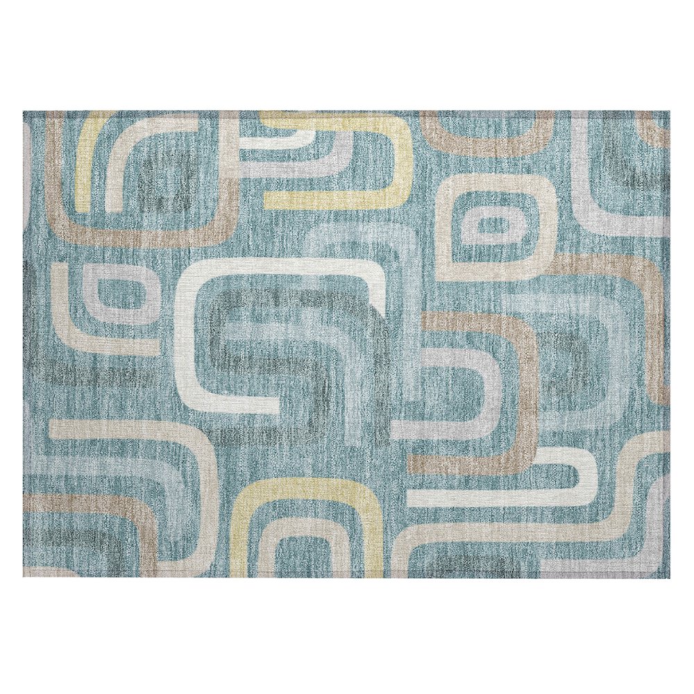 Machine Washable Indoor/Outdoor Chantille ACN2551 Teal 1'8" x 2'6" Rug. Picture 1