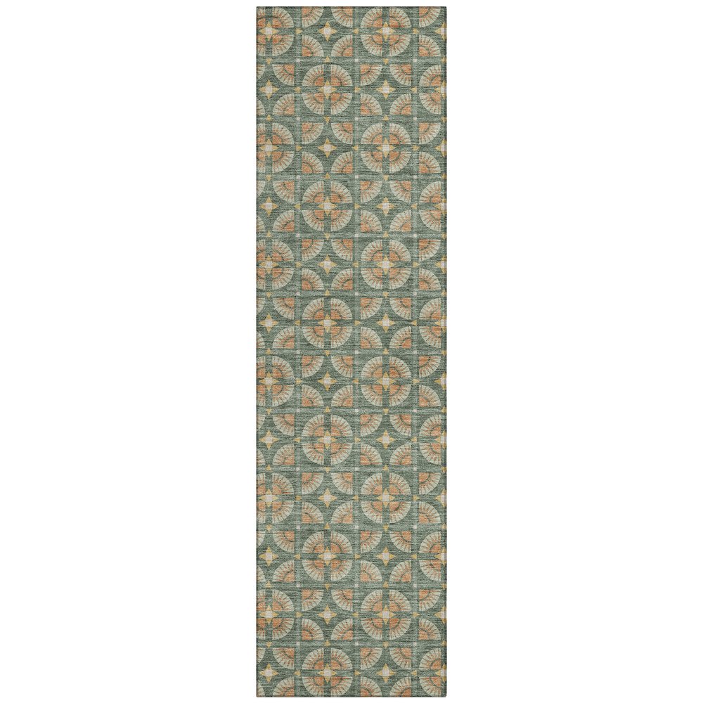 Machine Washable Indoor/Outdoor Chantille ACN2552 Green 2'3" x 7'6" Runner Rug. Picture 1