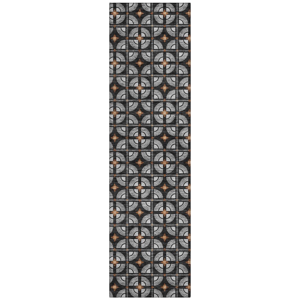 Machine Washable Indoor/Outdoor Chantille ACN2552 Black 2'3" x 7'6" Runner Rug. Picture 1