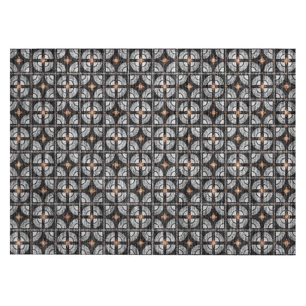 Machine Washable Indoor/Outdoor Chantille ACN2552 Black 1'8" x 2'6" Rug. Picture 1