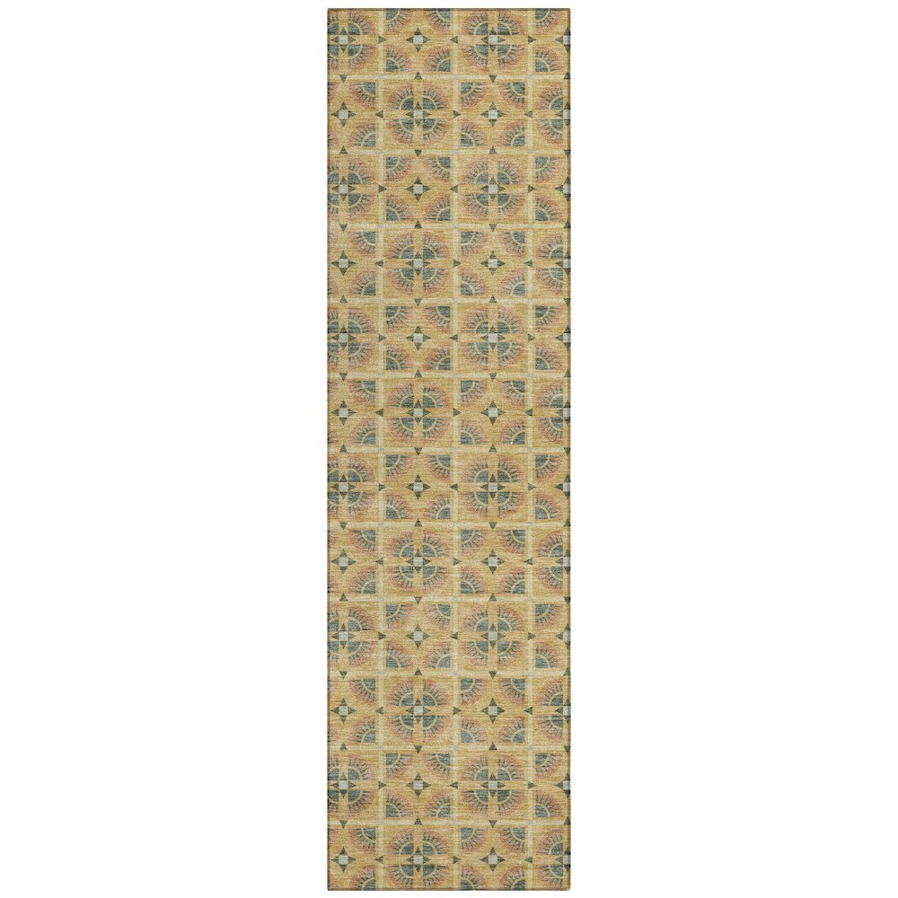 Machine Washable Indoor/Outdoor Chantille ACN2552 Gold 2'3" x 7'6" Runner Rug. Picture 1