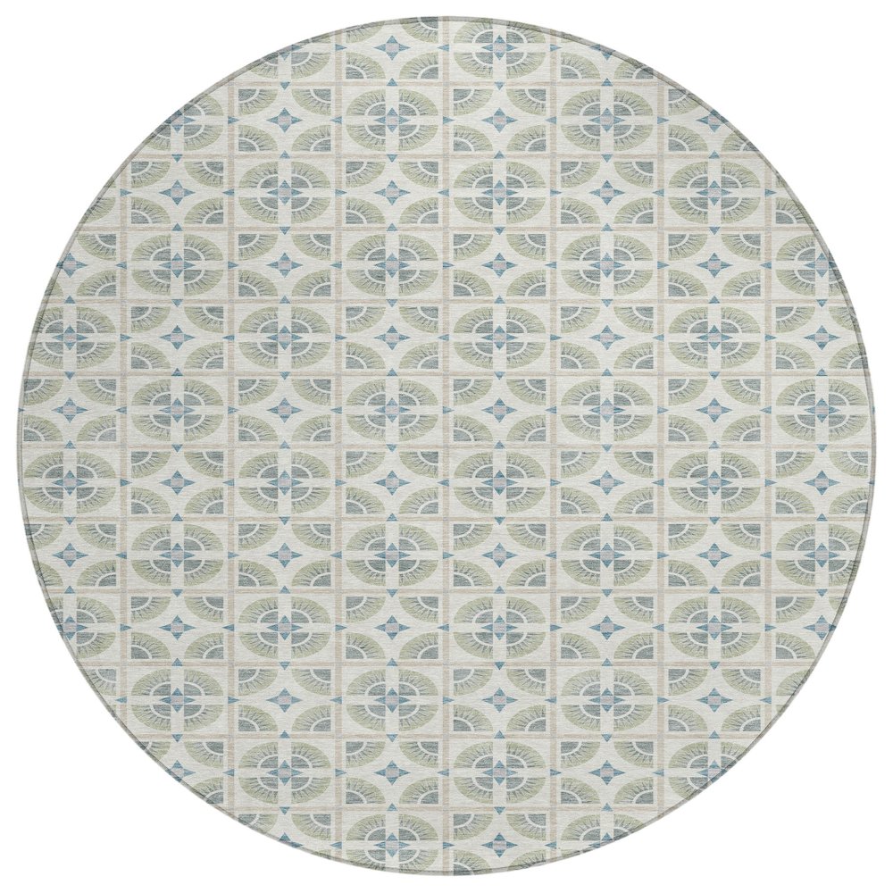 Machine Washable Indoor/Outdoor Chantille ACN2552 Ivory 8' x 8' Round Rug. Picture 1