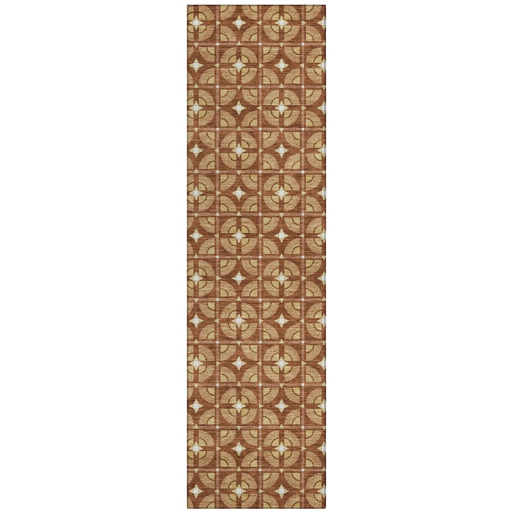 Machine Washable Indoor/Outdoor Chantille ACN2552 Orange 2'3" x 7'6" Runner Rug. Picture 1
