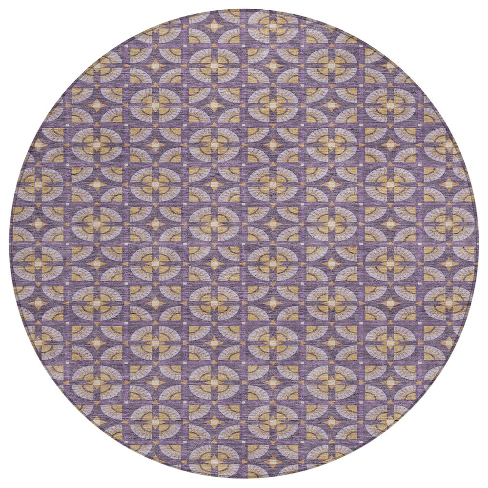 Machine Washable Indoor/Outdoor Chantille ACN2552 Purple 8' x 8' Round Rug. Picture 1