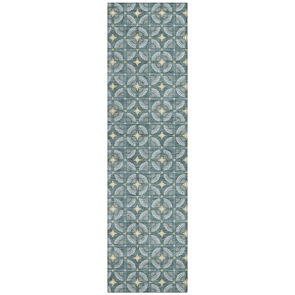 Machine Washable Indoor/Outdoor Chantille ACN2552 Teal 2'3" x 7'6" Runner Rug. Picture 1