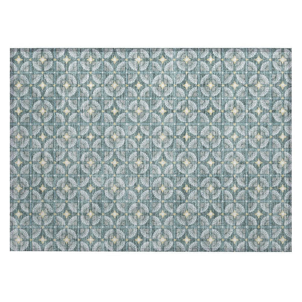Machine Washable Indoor/Outdoor Chantille ACN2552 Teal 1'8" x 2'6" Rug. Picture 1