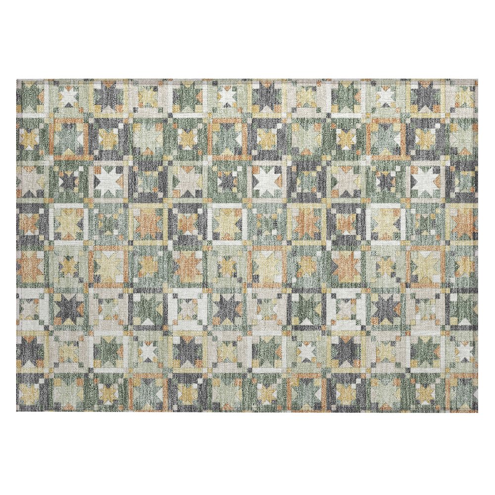 Machine Washable Indoor/Outdoor Chantille ACN2553 Green 1'8" x 2'6" Rug. Picture 1