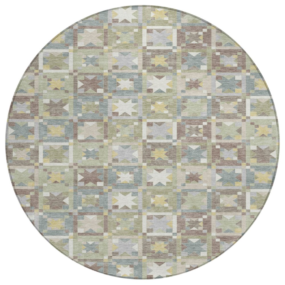 Machine Washable Indoor/Outdoor Chantille ACN2553 Green 8' x 8' Round Rug. Picture 1
