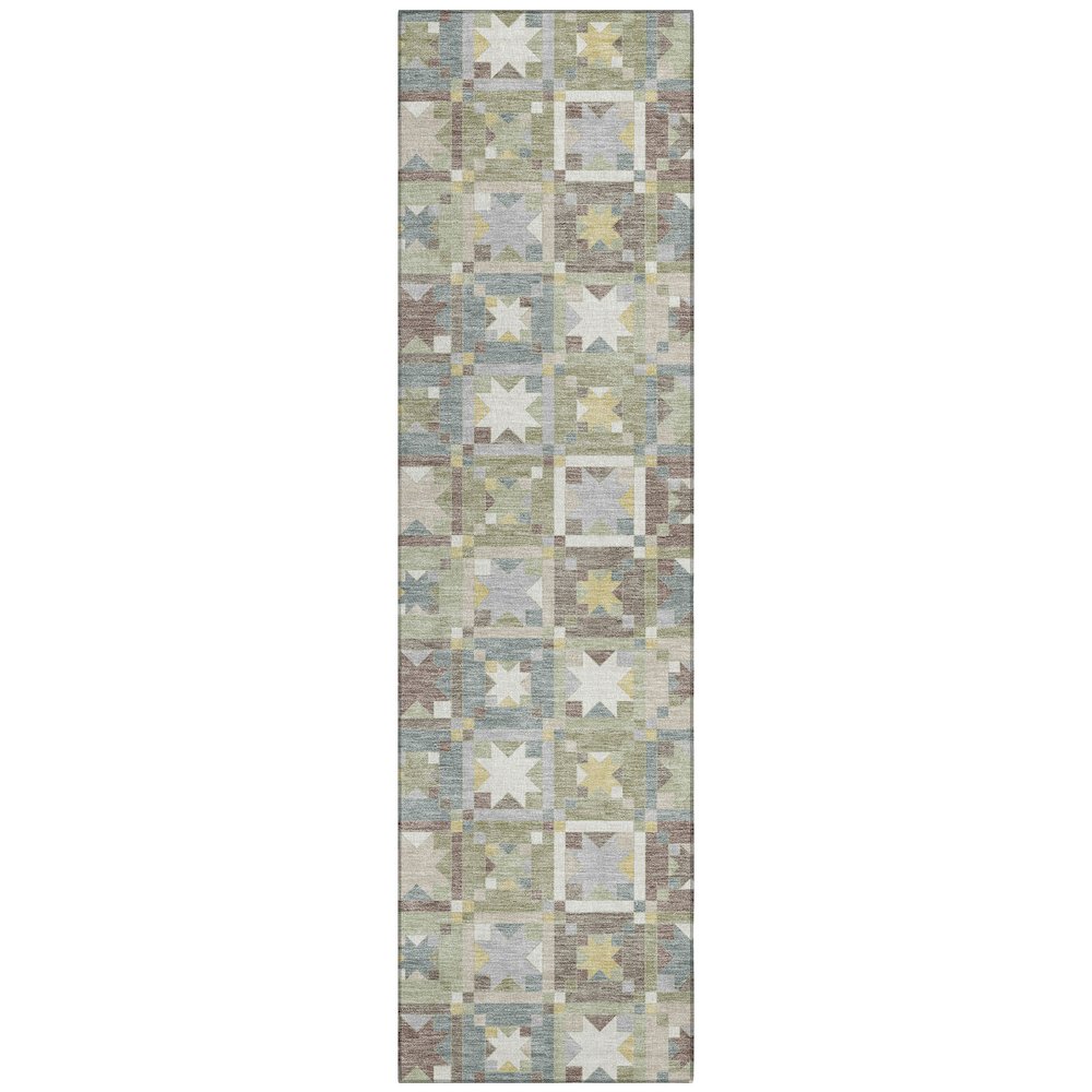 Machine Washable Indoor/Outdoor Chantille ACN2553 Green 2'3" x 7'6" Runner Rug. Picture 1